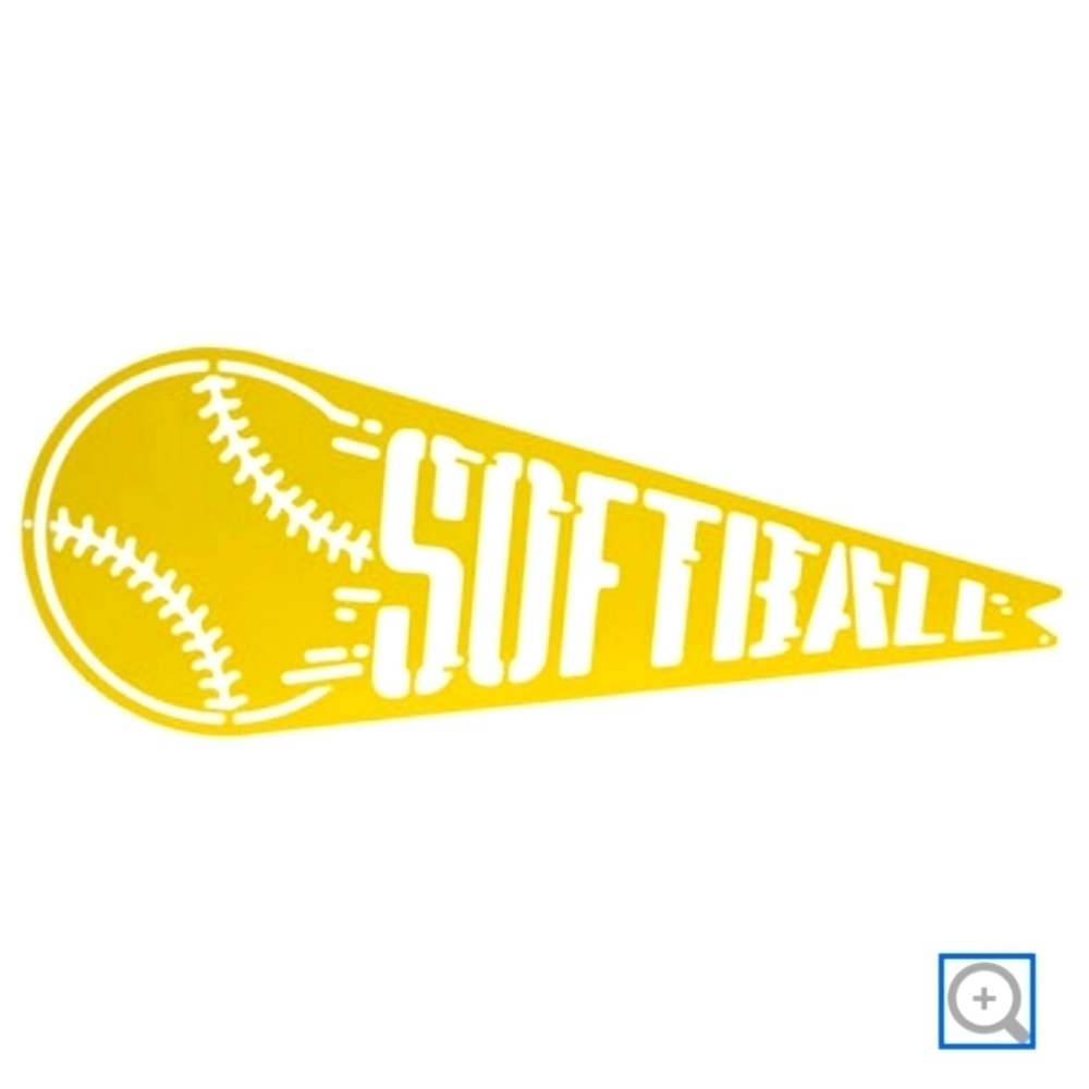 NWT Yellow softball pennant metal wall decor